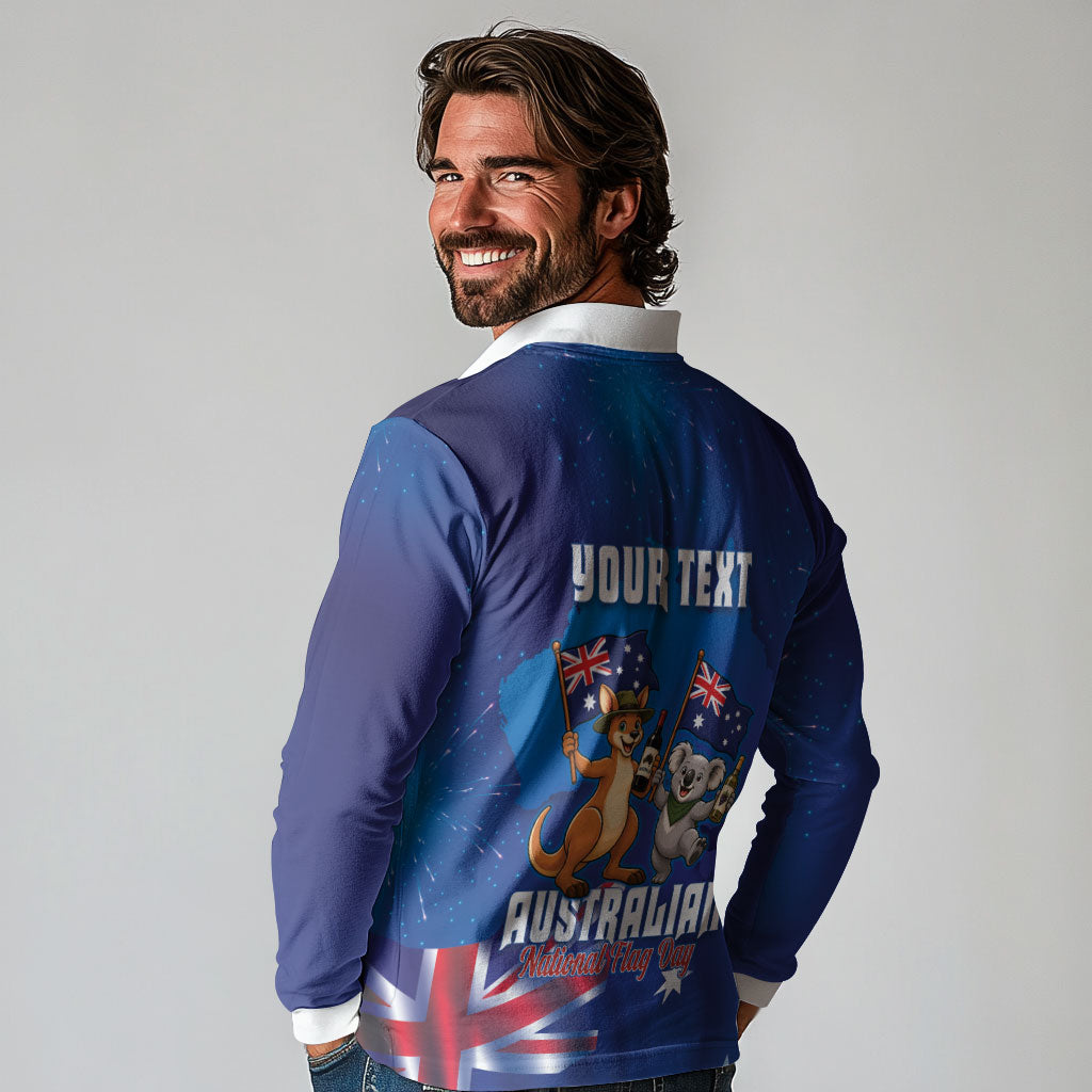 Australian National Flag Day Personalised Long Sleeve Polo Shirt Funny Kangaroo Koala Aussie Proud