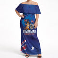 Australian National Flag Day Personalised Off Shoulder Maxi Dress Funny Kangaroo Koala Aussie Proud