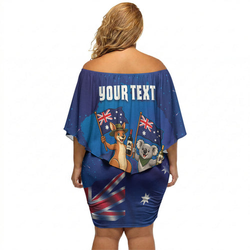 Australian National Flag Day Personalised Off Shoulder Short Dress Funny Kangaroo Koala Aussie Proud