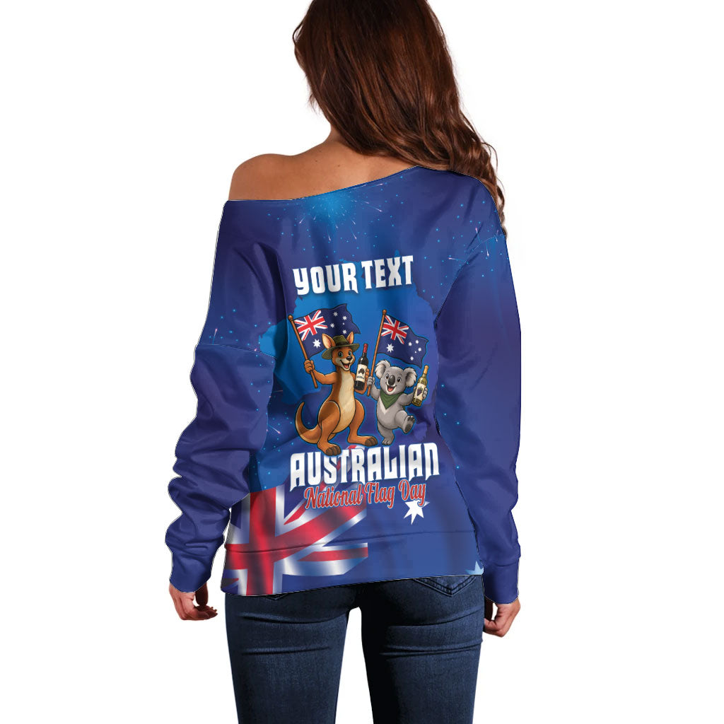 Australian National Flag Day Personalised Off Shoulder Sweater Funny Kangaroo Koala Aussie Proud