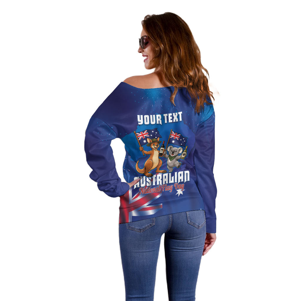 Australian National Flag Day Personalised Off Shoulder Sweater Funny Kangaroo Koala Aussie Proud