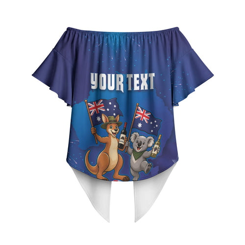 Australian National Flag Day Personalised Off Shoulder Wrap Waist Top Funny Kangaroo Koala Aussie Proud