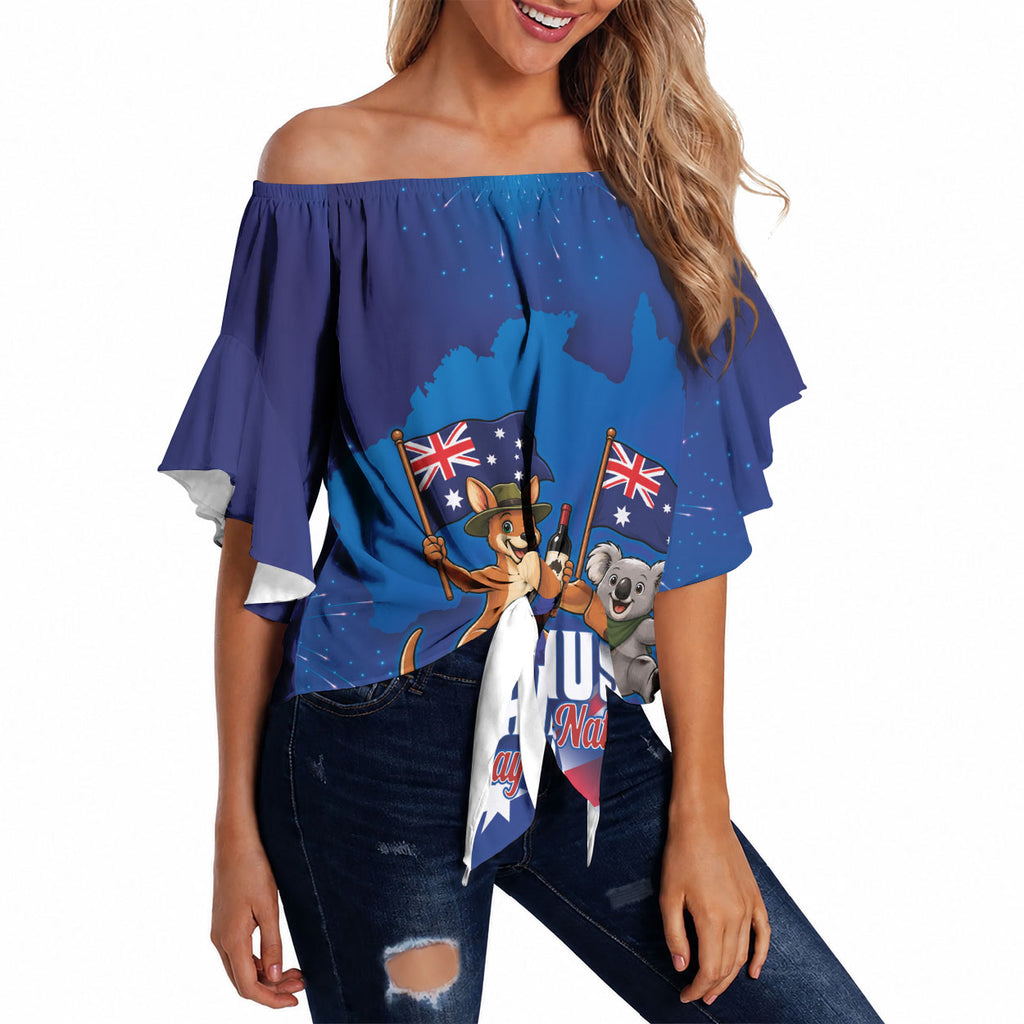 Australian National Flag Day Personalised Off Shoulder Wrap Waist Top Funny Kangaroo Koala Aussie Proud