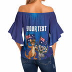 Australian National Flag Day Personalised Off Shoulder Wrap Waist Top Funny Kangaroo Koala Aussie Proud