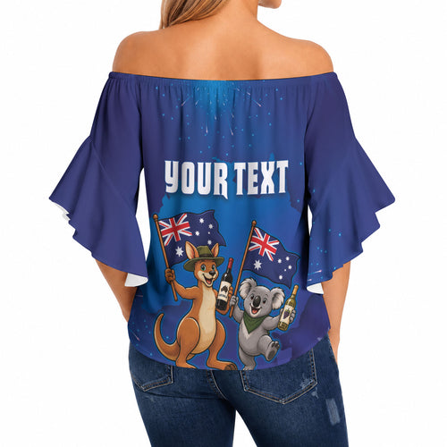 Australian National Flag Day Personalised Off Shoulder Wrap Waist Top Funny Kangaroo Koala Aussie Proud