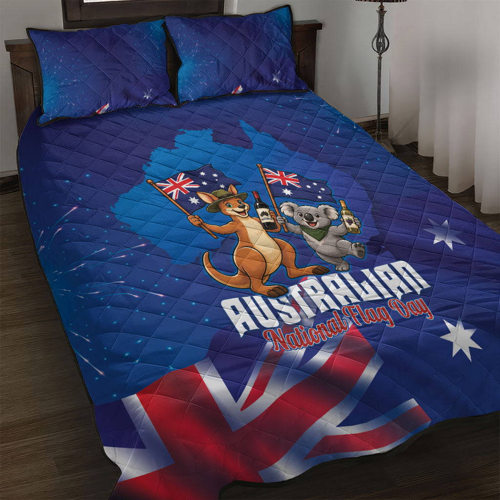 Australian National Flag Day Quilt Bed Set Funny Kangaroo Koala Aussie Proud