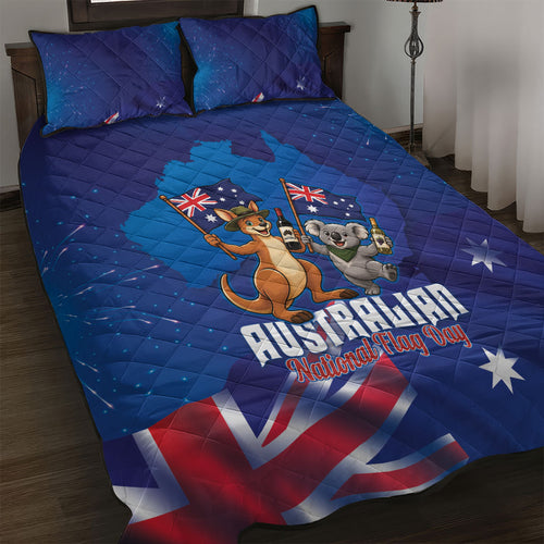 Australian National Flag Day Quilt Bed Set Funny Kangaroo Koala Aussie Proud