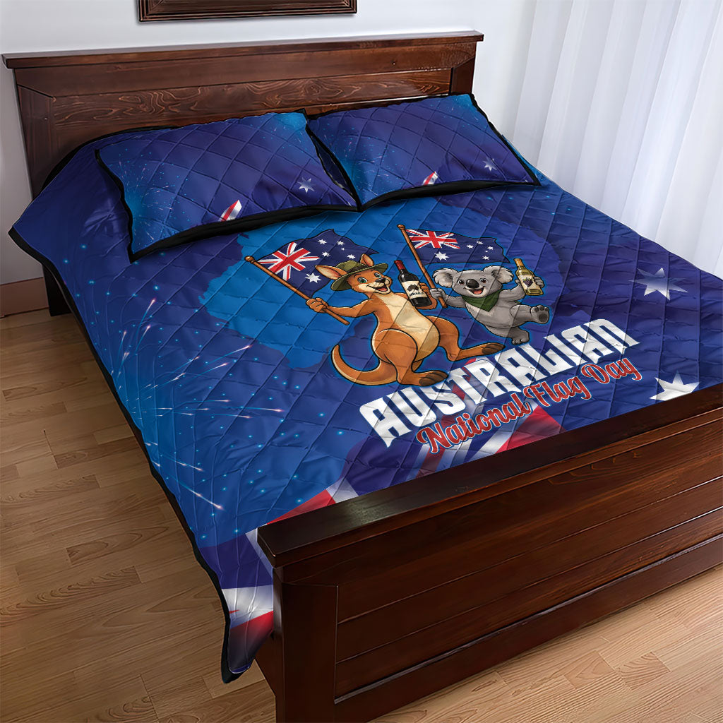 Australian National Flag Day Quilt Bed Set Funny Kangaroo Koala Aussie Proud