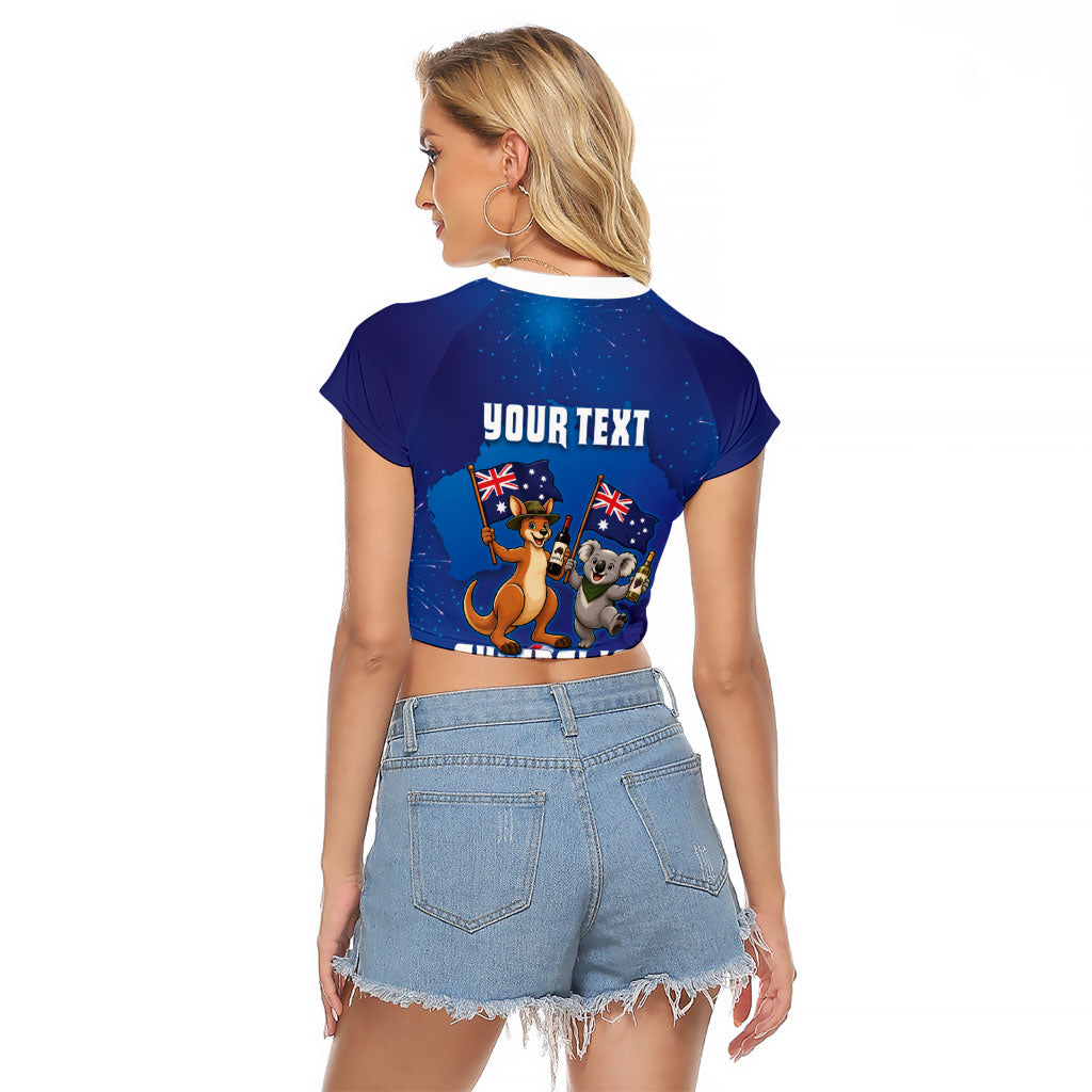 Australian National Flag Day Personalised Raglan Cropped T Shirt Funny Kangaroo Koala Aussie Proud