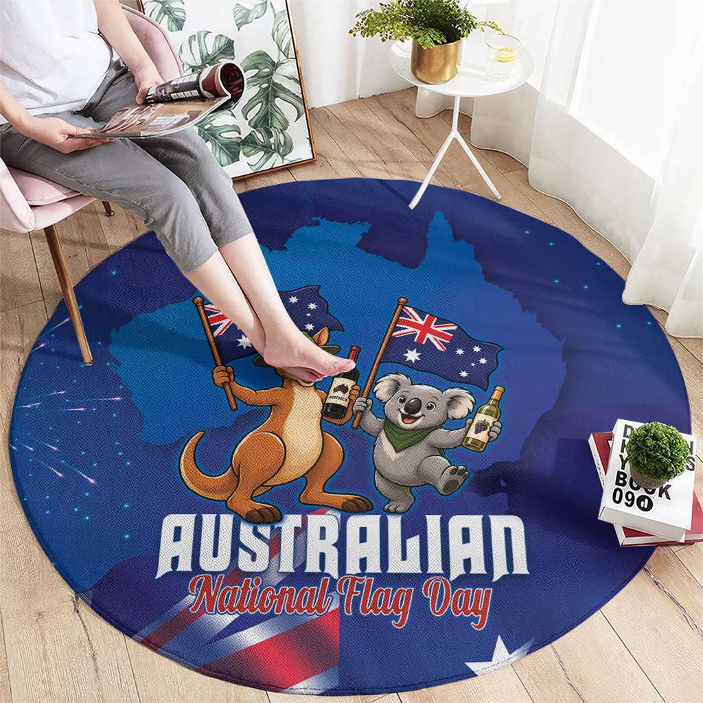 Australian National Flag Day Round Carpet Funny Kangaroo Koala Aussie Proud