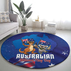 Australian National Flag Day Round Carpet Funny Kangaroo Koala Aussie Proud