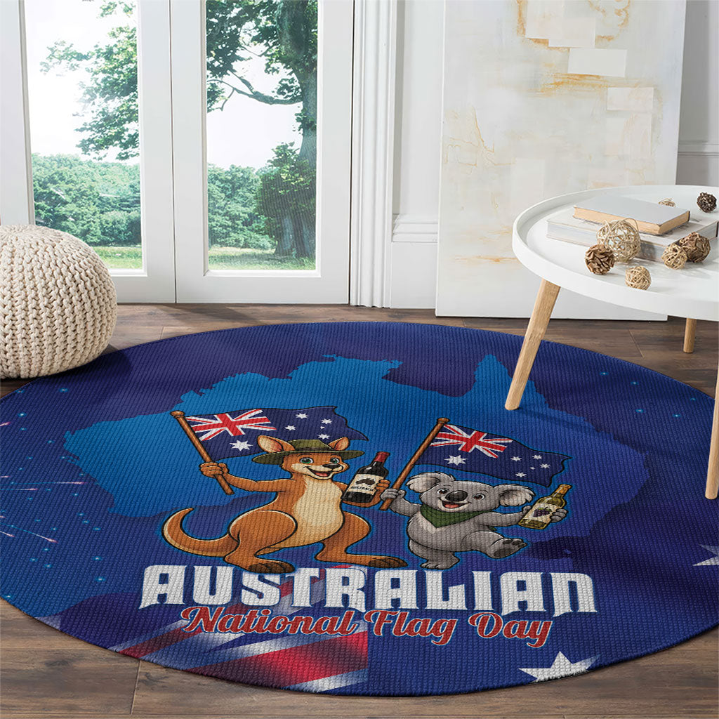 Australian National Flag Day Round Carpet Funny Kangaroo Koala Aussie Proud