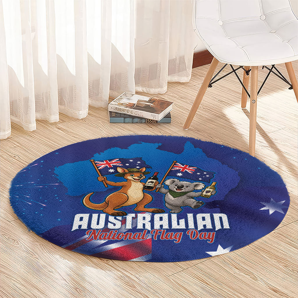Australian National Flag Day Round Carpet Funny Kangaroo Koala Aussie Proud