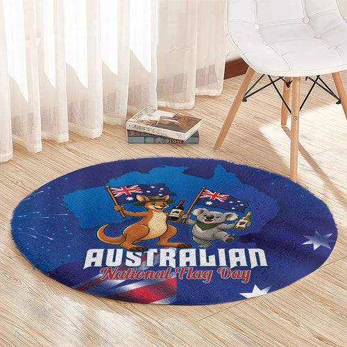 Australian National Flag Day Round Carpet Funny Kangaroo Koala Aussie Proud