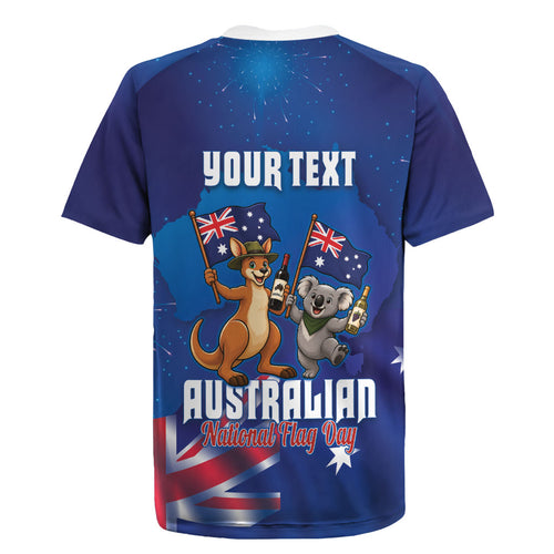 Australian National Flag Day Personalised Rugby Jersey Funny Kangaroo Koala Aussie Proud