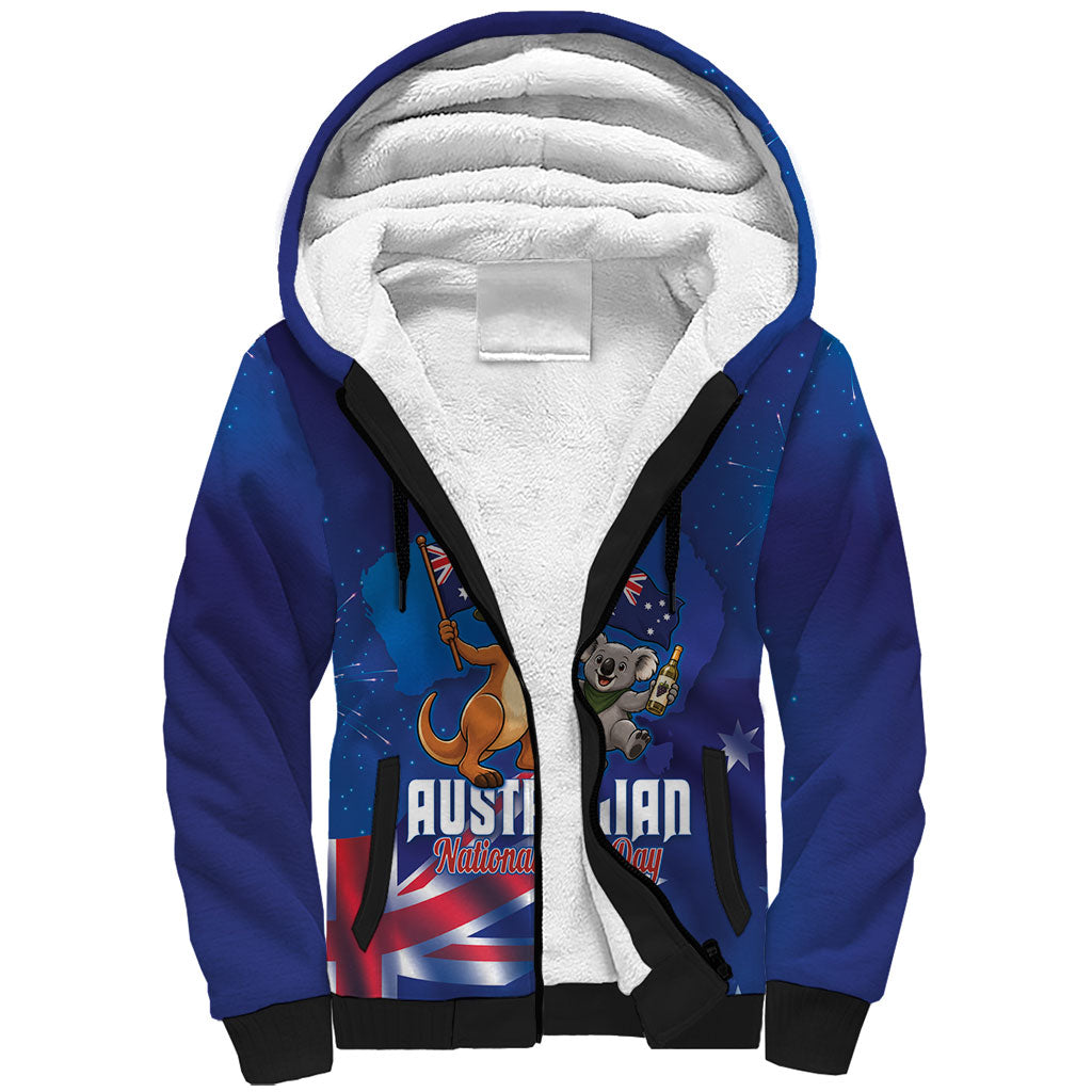 Australian National Flag Day Personalised Sherpa Hoodie Funny Kangaroo Koala Aussie Proud