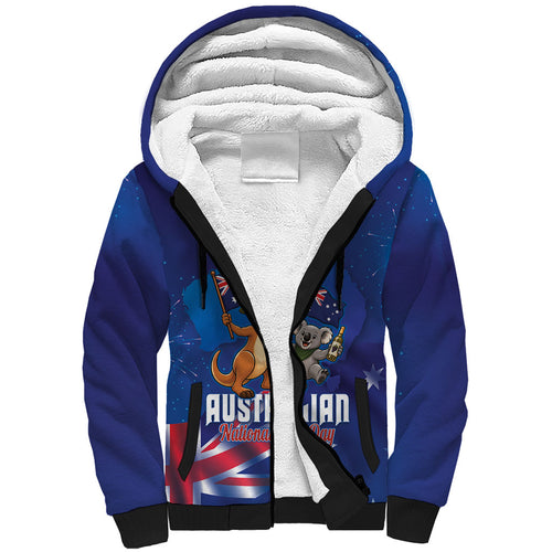 Australian National Flag Day Personalised Sherpa Hoodie Funny Kangaroo Koala Aussie Proud