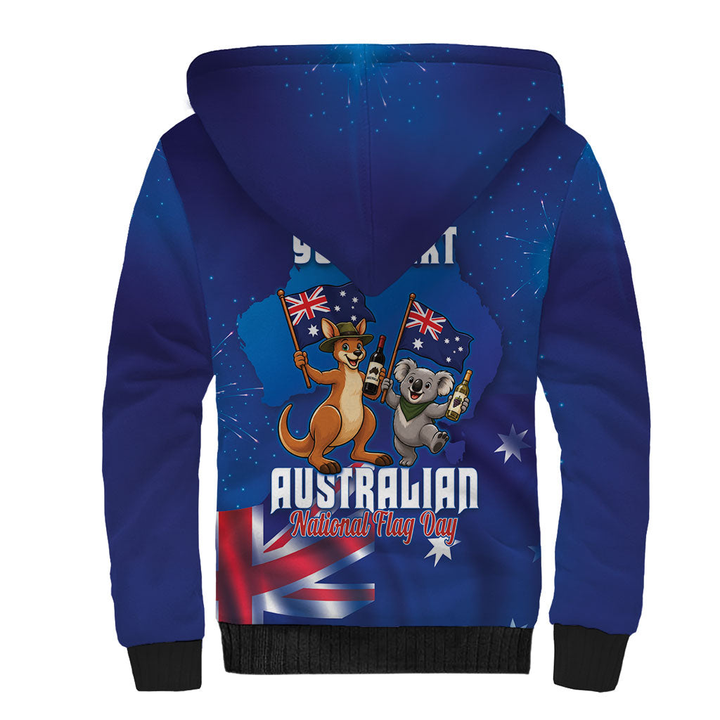 Australian National Flag Day Personalised Sherpa Hoodie Funny Kangaroo Koala Aussie Proud