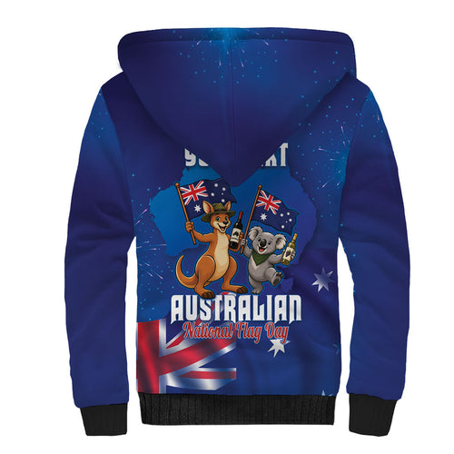 Australian National Flag Day Personalised Sherpa Hoodie Funny Kangaroo Koala Aussie Proud