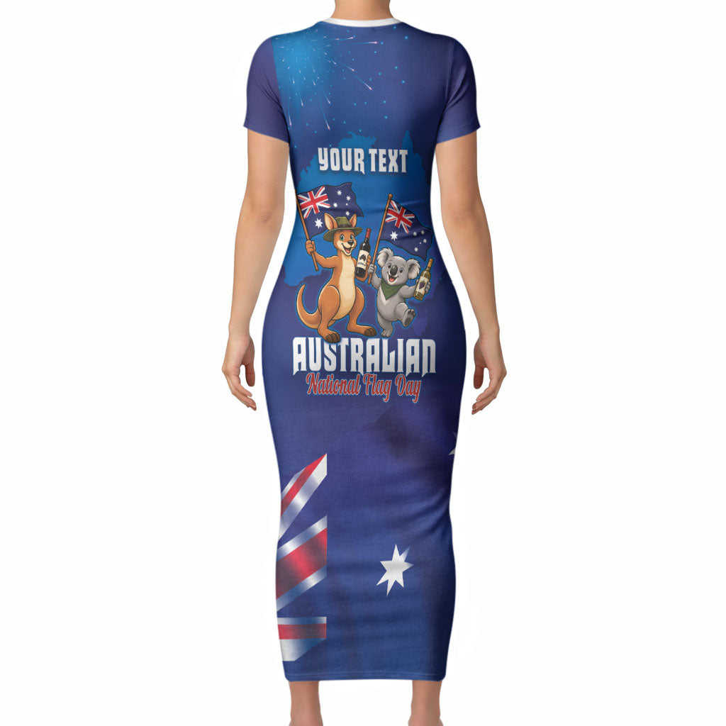 Australian National Flag Day Personalised Short Sleeve Bodycon Dress Funny Kangaroo Koala Aussie Proud