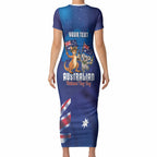 Australian National Flag Day Personalised Short Sleeve Bodycon Dress Funny Kangaroo Koala Aussie Proud