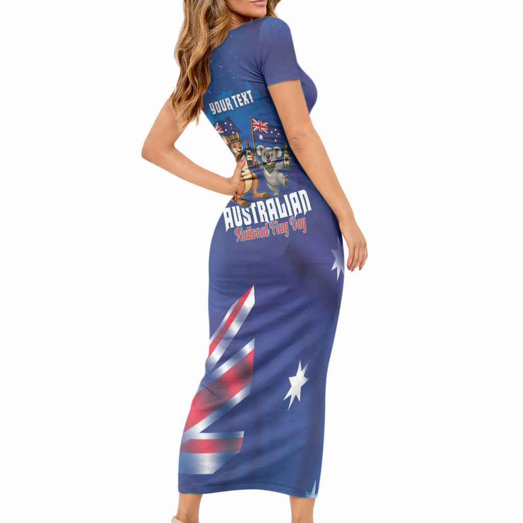 Australian National Flag Day Personalised Short Sleeve Bodycon Dress Funny Kangaroo Koala Aussie Proud
