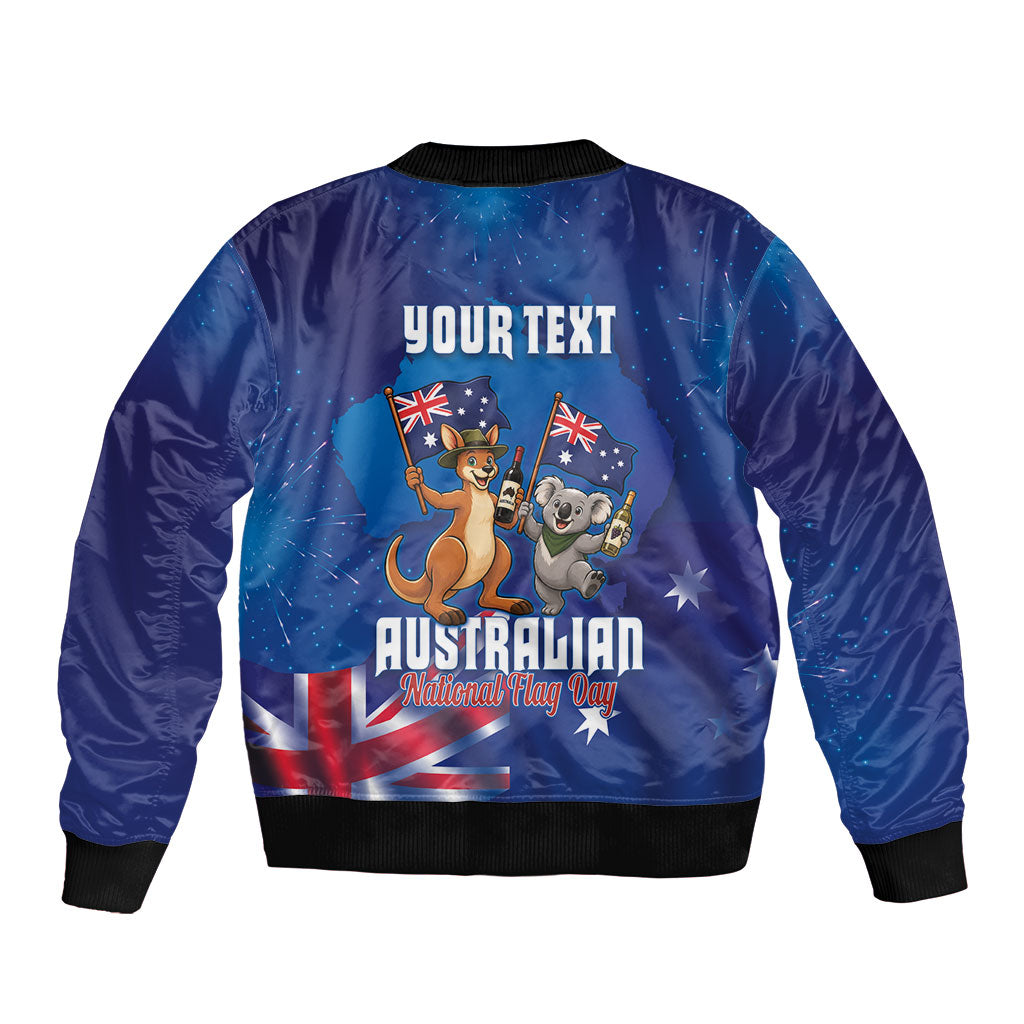 Australian National Flag Day Personalised Sleeve Zip Bomber Jacket Funny Kangaroo Koala Aussie Proud
