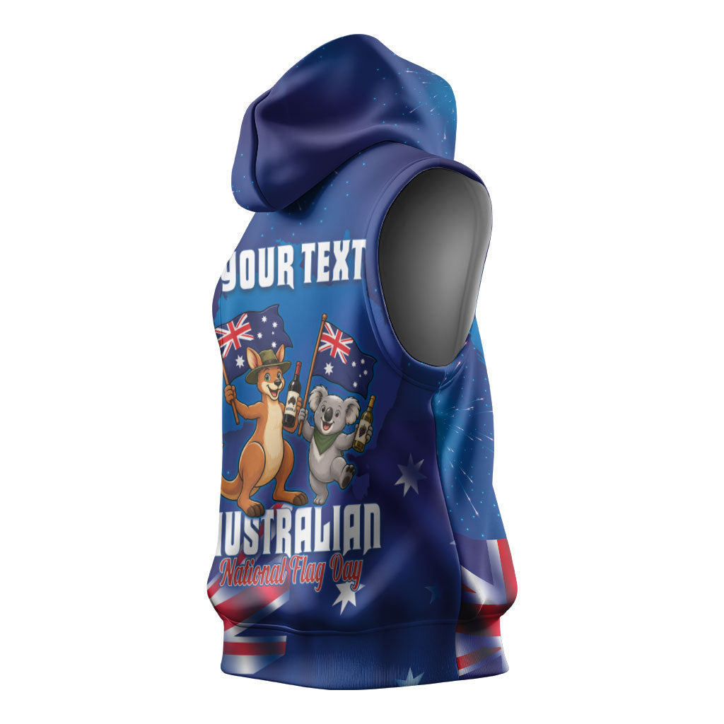 Australian National Flag Day Personalised Sleeveless Hoodie Funny Kangaroo Koala Aussie Proud
