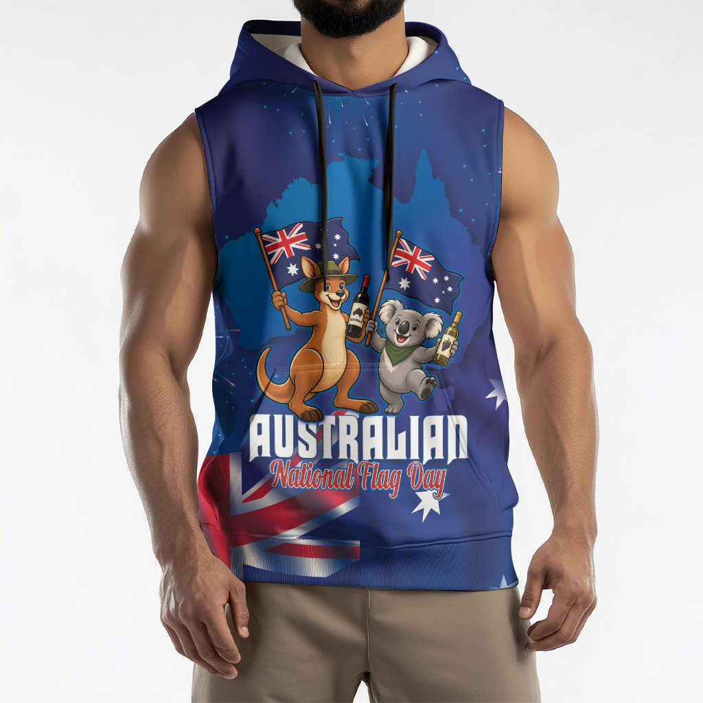 Australian National Flag Day Personalised Sleeveless Hoodie Funny Kangaroo Koala Aussie Proud