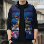 Australian National Flag Day Personalised Sleeveless Puffer Jacket Funny Kangaroo Koala Aussie Proud