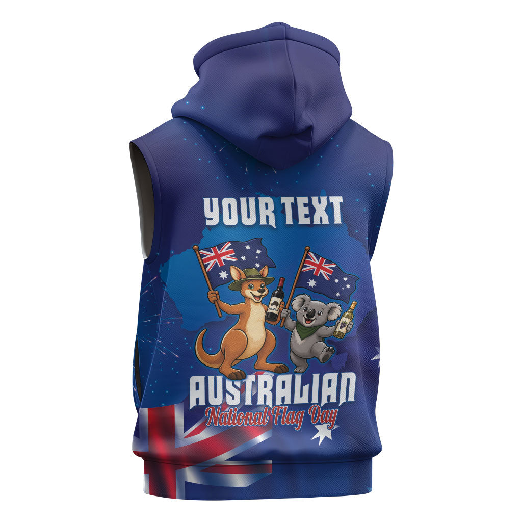 Australian National Flag Day Personalised Sleeveless Zip Hoodie Funny Kangaroo Koala Aussie Proud