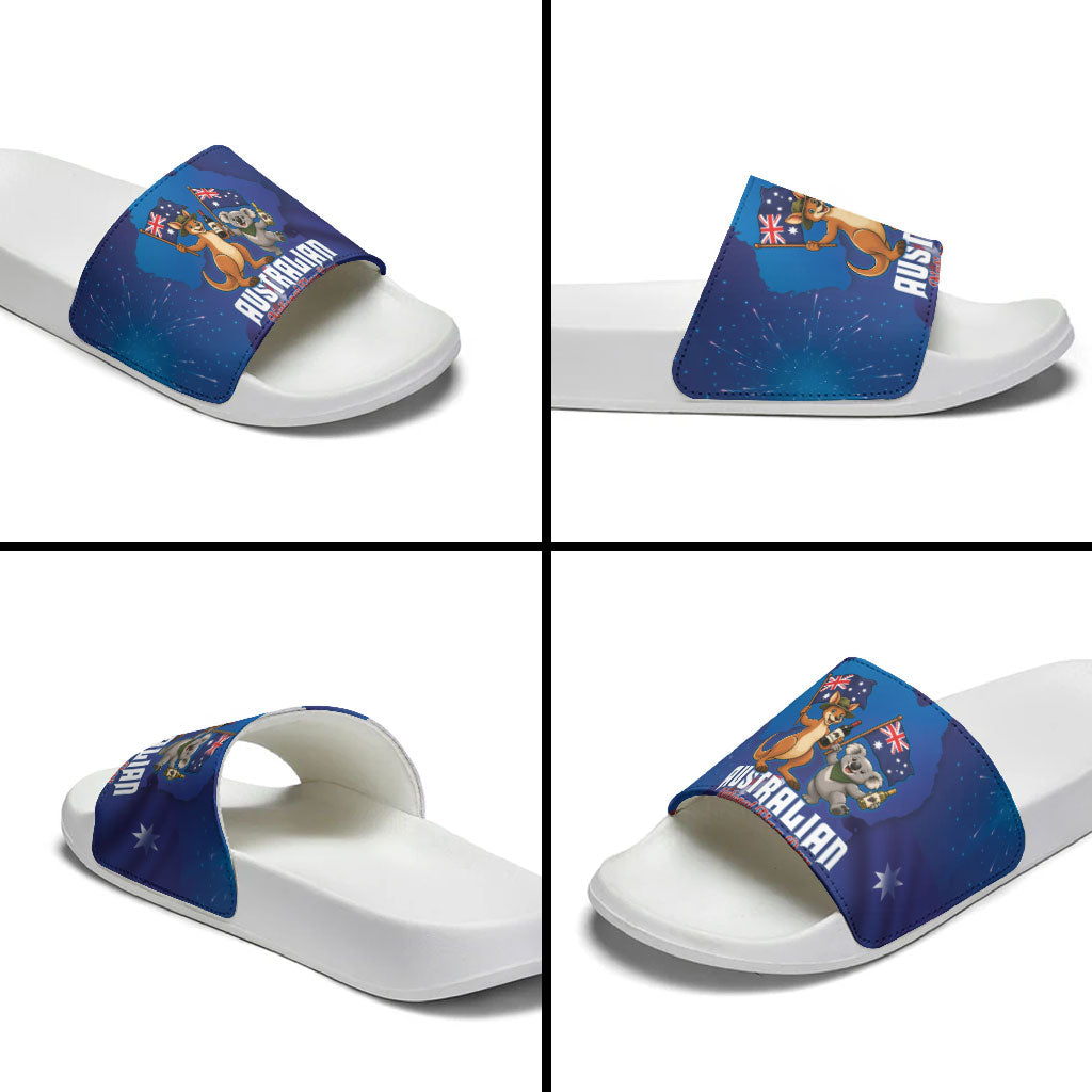Australian National Flag Day Slide Sandals Funny Kangaroo Koala Aussie Proud
