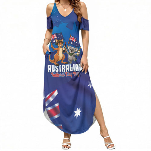 Australian National Flag Day Personalised Summer Maxi Dress Funny Kangaroo Koala Aussie Proud