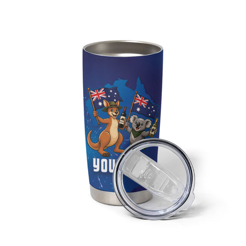 Australian National Flag Day Personalised Tumbler Cup Funny Kangaroo Koala Aussie Proud