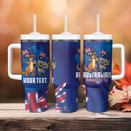 Australian National Flag Day Personalised Tumbler With Handle Funny Kangaroo Koala Aussie Proud