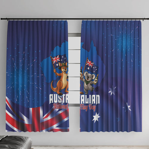 Australian National Flag Day Window Curtain Funny Kangaroo Koala Aussie Proud
