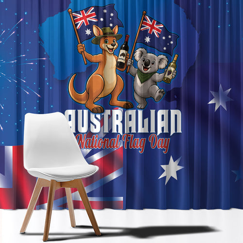 Australian National Flag Day Window Curtain Funny Kangaroo Koala Aussie Proud