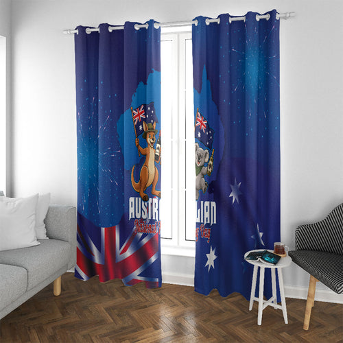 Australian National Flag Day Window Curtain Funny Kangaroo Koala Aussie Proud