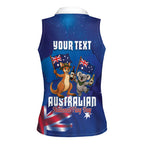 Australian National Flag Day Personalised Women Sleeveless Polo Shirt Funny Kangaroo Koala Aussie Proud