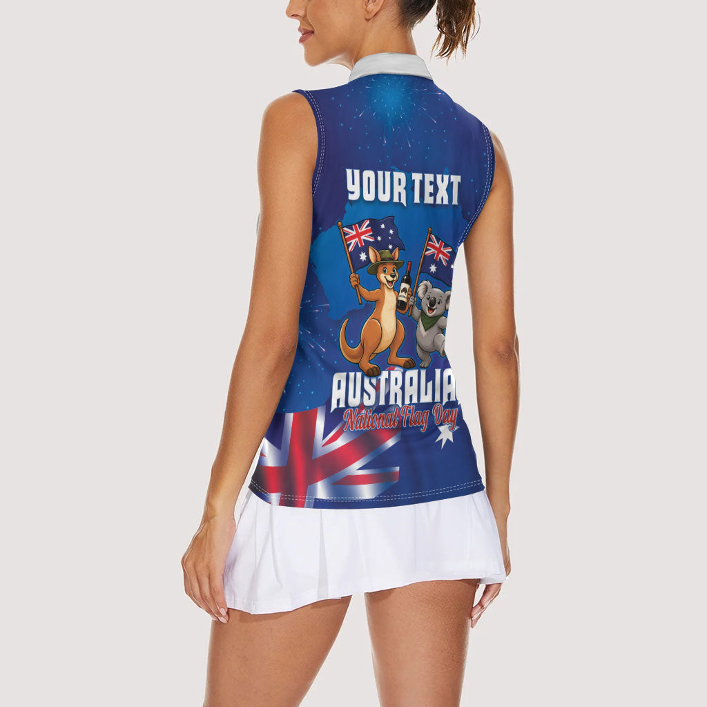 Australian National Flag Day Personalised Women Sleeveless Polo Shirt Funny Kangaroo Koala Aussie Proud