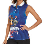 Australian National Flag Day Personalised Women Sleeveless Polo Shirt Funny Kangaroo Koala Aussie Proud