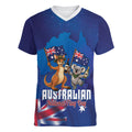 Australian National Flag Day Personalised Women V-Neck T-Shirt Funny Kangaroo Koala Aussie Proud