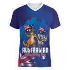 Australian National Flag Day Personalised Women V-Neck T-Shirt Funny Kangaroo Koala Aussie Proud