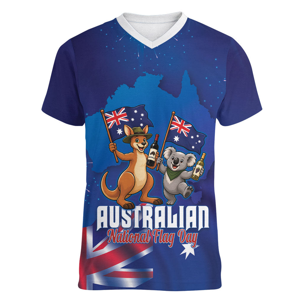 Australian National Flag Day Personalised Women V-Neck T-Shirt Funny Kangaroo Koala Aussie Proud