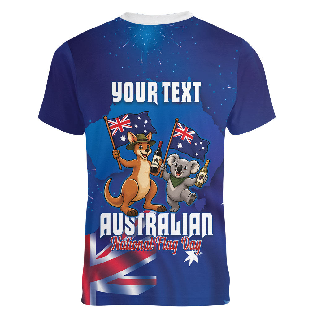 Australian National Flag Day Personalised Women V-Neck T-Shirt Funny Kangaroo Koala Aussie Proud