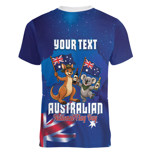 Australian National Flag Day Personalised Women V-Neck T-Shirt Funny Kangaroo Koala Aussie Proud