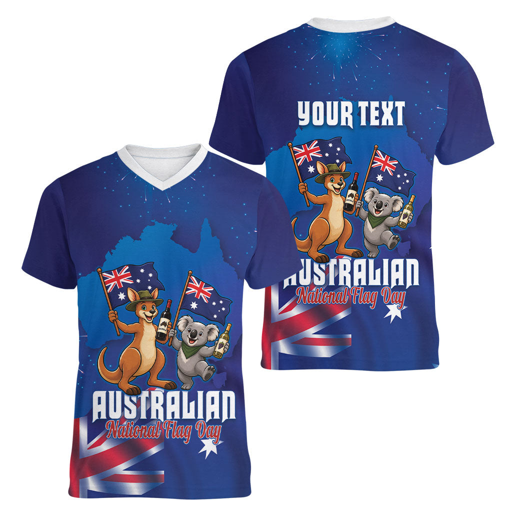 Australian National Flag Day Personalised Women V-Neck T-Shirt Funny Kangaroo Koala Aussie Proud