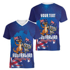 Australian National Flag Day Personalised Women V-Neck T-Shirt Funny Kangaroo Koala Aussie Proud