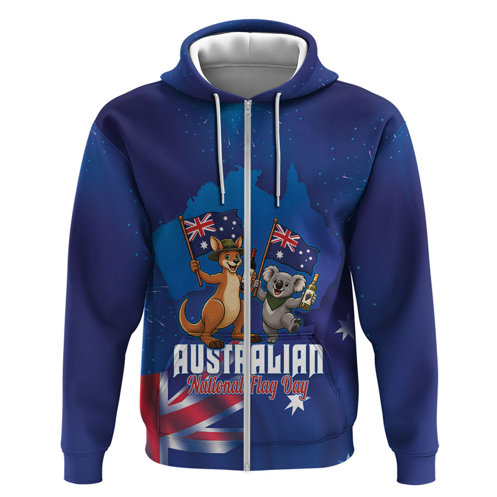 Australian National Flag Day Personalised Zip Hoodie Funny Kangaroo Koala Aussie Proud