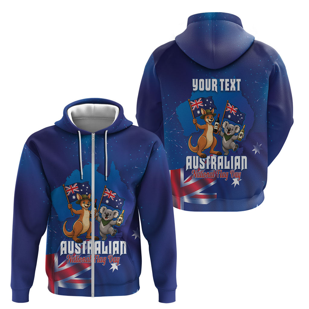 Australian National Flag Day Personalised Zip Hoodie Funny Kangaroo Koala Aussie Proud